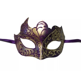 MGMB Purple Gold Venetian Mask Masquerade Mardi Gras