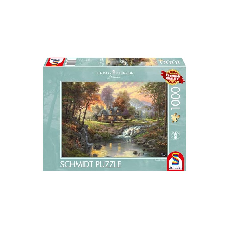 Schmidt Spiele 58445 - Thomas Kinkade, Holzhaus am Bach, 1.000