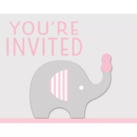 Creative converting Little Peanut Girl 8 Ct Pink Elephant Baby Shower Invitations