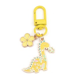 OBEISN Dinosaur Keyring, Small Keyring for Women with Flower Pendant, Perfect as a Birthday Gift for Girlfriend or Sister, Fashion Accessories, Silver2, S