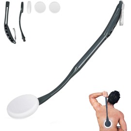 Lotion Applicator for Back, 20.5'' Replaceable Back Lotion Applicator, Easy Washable, Suitable for Use by Elderly, Men and Women（Grey）