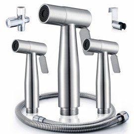 Fekivasy 3 Packs Handheld Bidet Sprayer for Toilet with Adjustable Jet Spray for Toilet Bidet Cloth Diaper Sprayer Sets, Stainless Steel Bathroom Fixture Hardware Parts Bidet Faucets