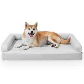 Chew Proof Orthopedic Dog Bed for Large Dogs - Indestructible Waterproof Sofa-Style Pet Couch, Large Washable Anti-Slip Dog Bed 36"×27"×6.7" Gray