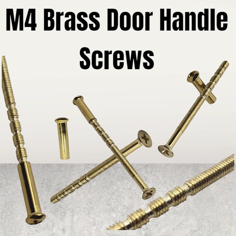 M4 x 60mm Door Handle Screws BRASS with Bolt Connecting