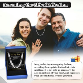 FLHEART Mens Chain Necklace Son Gifts - 8mm Cuban Chain Necklaces for Boys Stepson, Men's Jewellery Present for Graduation, Son's Necklace Gift from Mom, Mother to Son Gifts for Birthday