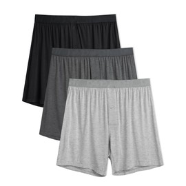 DAVID ARCHY Mens Boxers Soft Rayon Made from Bamboo Boxers for Men Pack Loose Underwear Cooling Mens Boxer Shorts(XXL,Black/Gray/Dark Gray)