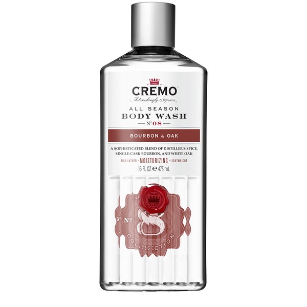 CREMO - All Season Body Wash for Men | Moisturising Shower Gel Bourbon & Oak | 473 ml