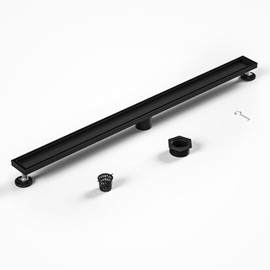 Bochni Linear Shower Drain 36" Matte Black 304 Stainless Steel | Fast Drainage | Tile Inserted | Stainless Floor Drain Grate | Hair Strainer | Drain Key | The Upgrade for Your Bathroom