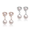 Qimily 18k Gold Plated Pearl Drop Earrings Double Ball Ear