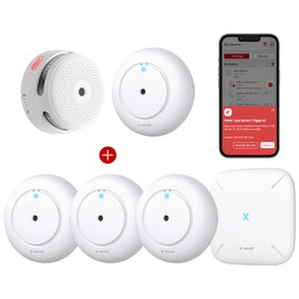 X-Sense Smart Smoke Detector XS01-M (1-Pack), Smart Water Leak Detector SWS51 (1-Pack) and Wi-Fi Water Leak Detector with SBS50 Base Station Kit SWS54, Compatible with X-Sense Home Security App