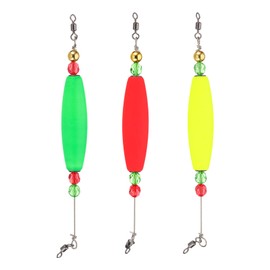 PATIKIL Fishing Floats Rigs 8.3 Inch, 3 Pack Olive Fishing Bobbers Popping Corks Float Weighted Bobbers Fishing Tackle with Copper Beads for Saltwater Freshwater Fishing, Yellow/Red/Green