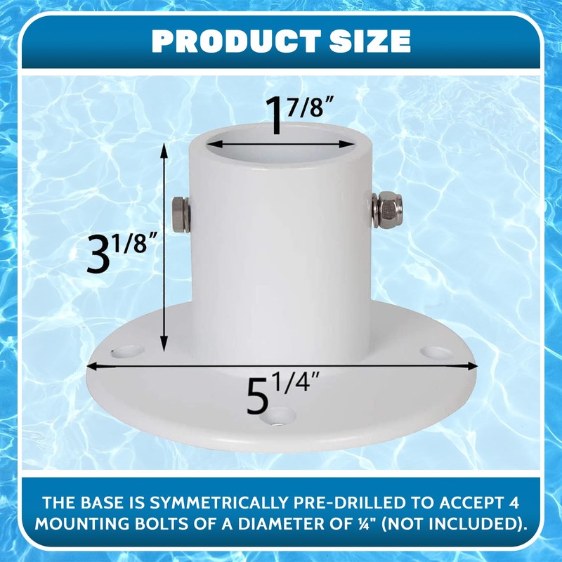 ECOTRIC Deck Anchor Flange Cast Aluminum Above Ground Pool Ladders/Handrails/Slide