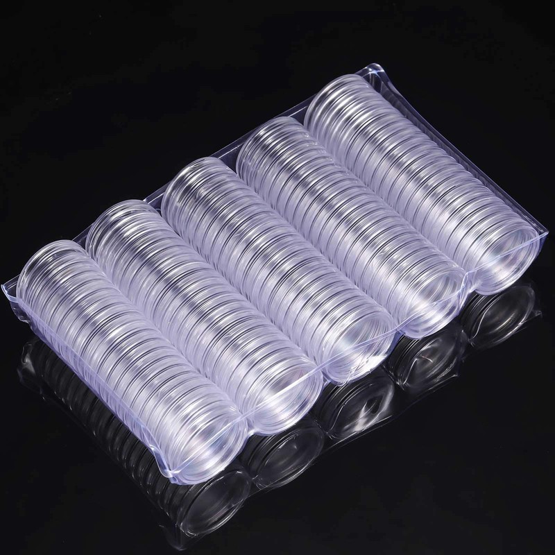 Hicarer 25mm Coin Holder Capsules Clear Round Plastic Coin Container