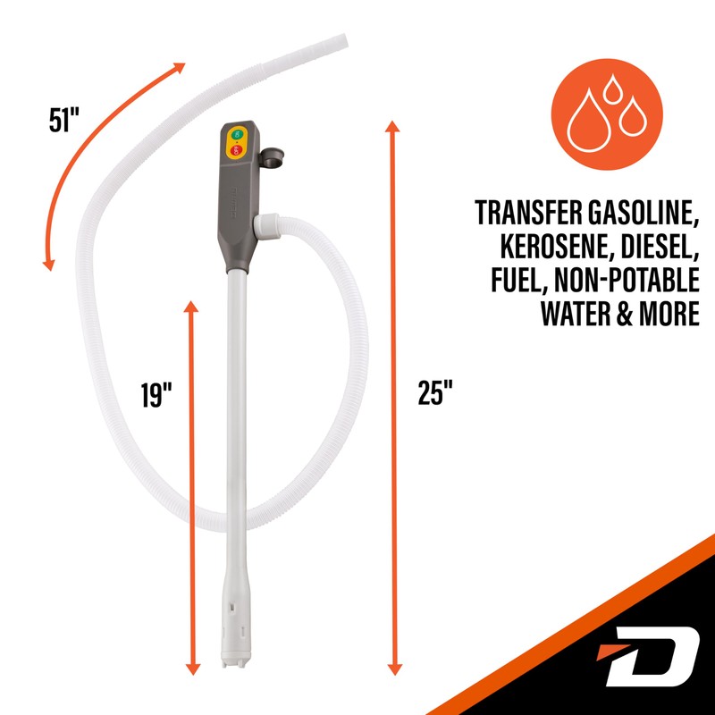 DeWay Battery-Powered Stick Fuel Transfer Pump with Fast 3.2GPM Flow