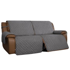 Easy-Going Oversized Loveseat Recliner Cover, Reversible Couch Cover for Double Recliner, Split Sofa Cover for Each Seat with Elastic Straps for Dogs, Pets(Oversized 2 Seater, Gray/Light Gray)
