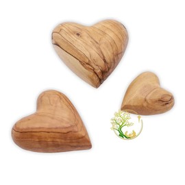 PHLG Natural Hand-Carved Wooden Heart | Heart Shape Olive Wood Heart | Heart Can Be Engraved for Anniversary, Wedding, Valentine Gifts (Small)