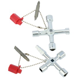 AYWGZL 4 Way Sillcock Key Multi-Functional Water Key for Valve, Faucet & Spigot - Cross Key for Outdoor & Indoor Use (2-Pack)