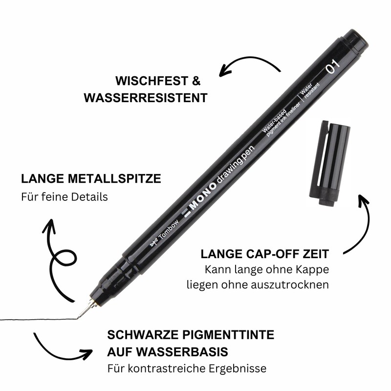 Tombow WS-EFL-H-08 Mono Drawing Pen Fineliner Line Width 08 Approx.