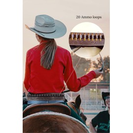 Zolo Leathers Brown Western Handmade Leather Gun Holster with Belt, Double Rig, Western Gun Double Rig, Revolver Holster (Size- 50)