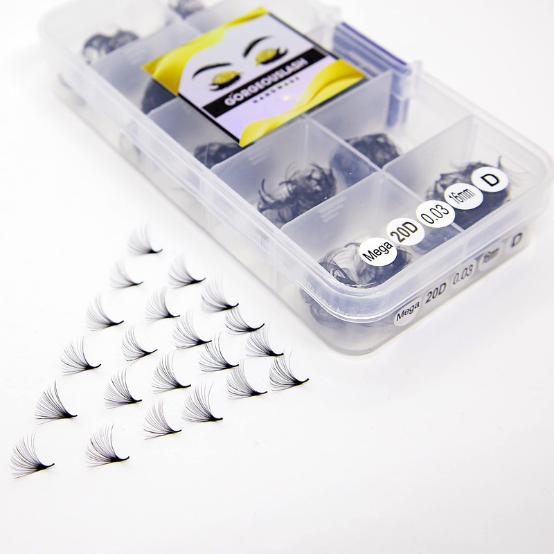 GorgeousLash 20D, 25D Mega Lashes. 500 Premade Volume Lash Fans.