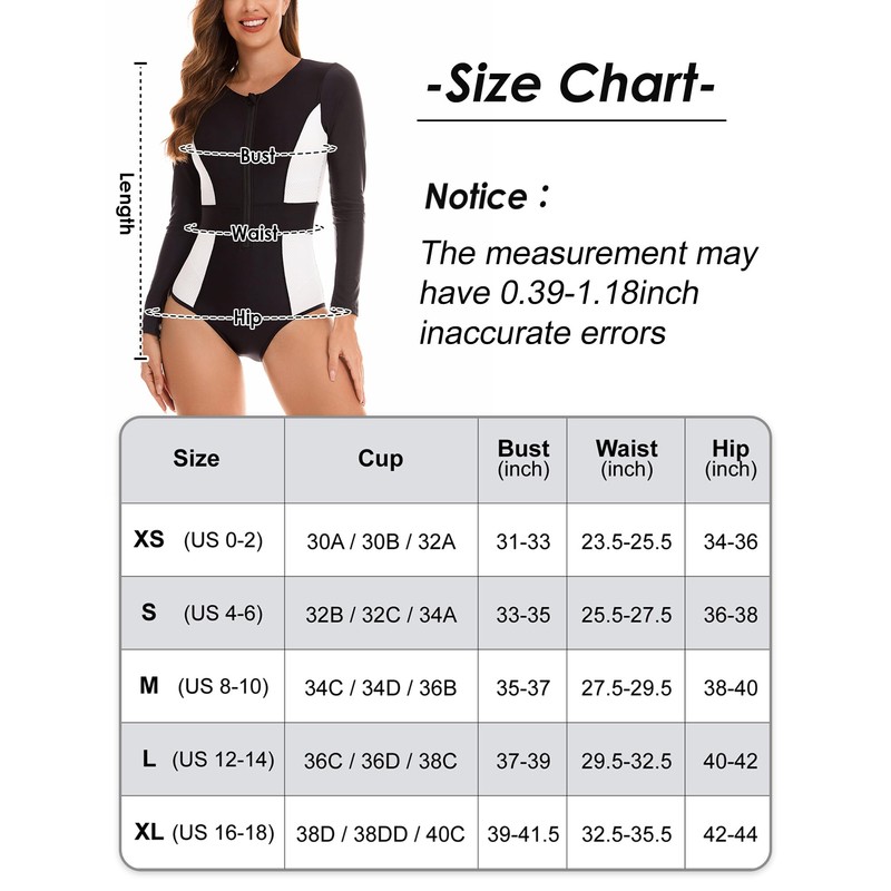 FEOYA Long Sleeve One Piece Swimsuits for Women UV Protection