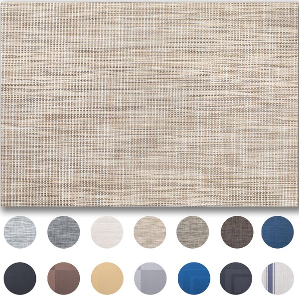 Placemats Set of 6 - Easy Clean Woven Vinyl Placemats