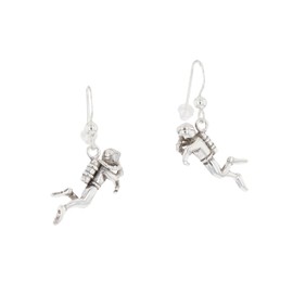 Jewelry Trends Scuba Diver with Ocean Diving Gear Sterling Silver Dangle Earrings
