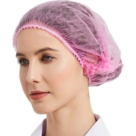 ProtectX Disposable Bouffant (Hair Net) Caps Hair Head Cover Nets 21” (Pink 100 pack)