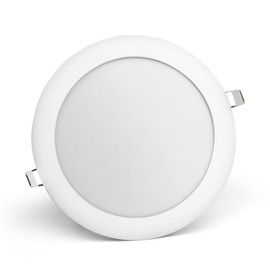 Bright Source LED Round Panel Downlight, 12w Slimline Recessed Ceiling Spotlight, 960lm, 3CCT Adjustable Colour 3000K 4000K 6000K, IP20, 155mm Cutout