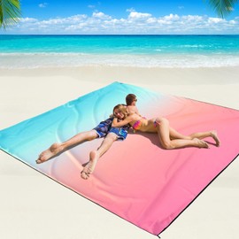 WIWIGO Beach Blanket Waterproof Sandproof Beach Mat 79" X 83" /10'x9'for 2-8 Adults Quick Drying Outdoor Picnic Mat Beach Accessories for Travel, Camping, Hiking