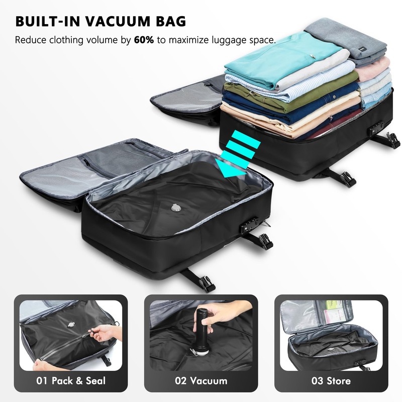 SUOCO Travel Vacuum Backpack with Portable Electric Pump, 45L Carry