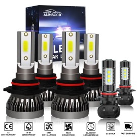 AUIMSOCO For Jeep Grand Cherokee 2005-2010 Led Headlight Hi/Lo Beam&Fog Light Bulbs Kit