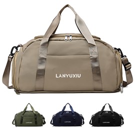 Yunsheng Cabin Bag - Ryanair Under Seat Flight Bag - Gym Bag with Shoe Compartment & Dry/Wet Separation - Recycled PET Eco-Friendly Travel Holdall Hand Luggage Bag - Carry-On Duffel Bag(Khaki)