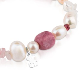 TOUS Chinese Freshwater Cultured Pearl Bracelet for Women, Chinese Freshwater Cultured Pearl Stretchy, Garnet