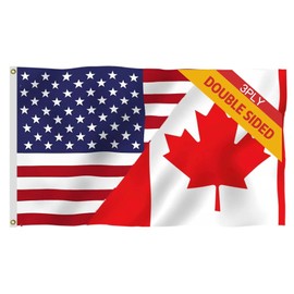 Double Sided 3ply America Canada Friendship Flag 3x5 FT – Outdoor Decor Flags Vivid Color, All Weather, Double Stitched US Canada Friendship Flag ，Polyester Flags with Sturdy Brass Ring. (3ply 3x5)