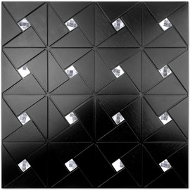 Vamos Tile Peel and Stick Backsplash Tile - Metal Tile Stick on Backsplash for Kitchen and Bathroom Black Windmill Puzzle Glass Mixed Self Adhesive Mosaic Tiles(12"x12"x10 Sheets)