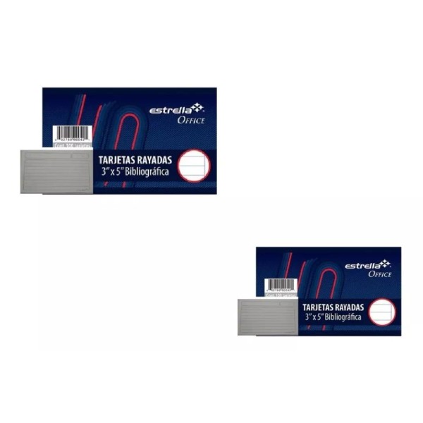 Estrella Tarjetas Bibliográficas Rayadas 3 X5 Estrella 2 Paquetes
