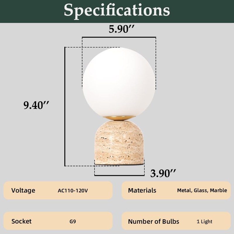 Skyblaze Modern Marble Table Lamp with Frosted Glass Shade Cute