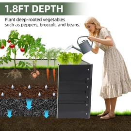1MORE Raised Garden Bed- 4x2x1.8ft Planter Garden Boxes Outdoor, Raised Beds for Gardening, Large Metal Garden Bed Kit for Vegetables Flower, Deep Root Planter Raised Beds with Tools.Gray,2pack