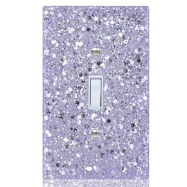 YNQIZKI Purple Glitter Light Switch Cover - Sparkling Wall Plate 5.1"x3.15", Unique Gift for Her, Housewarming, Birthday, Home Decor