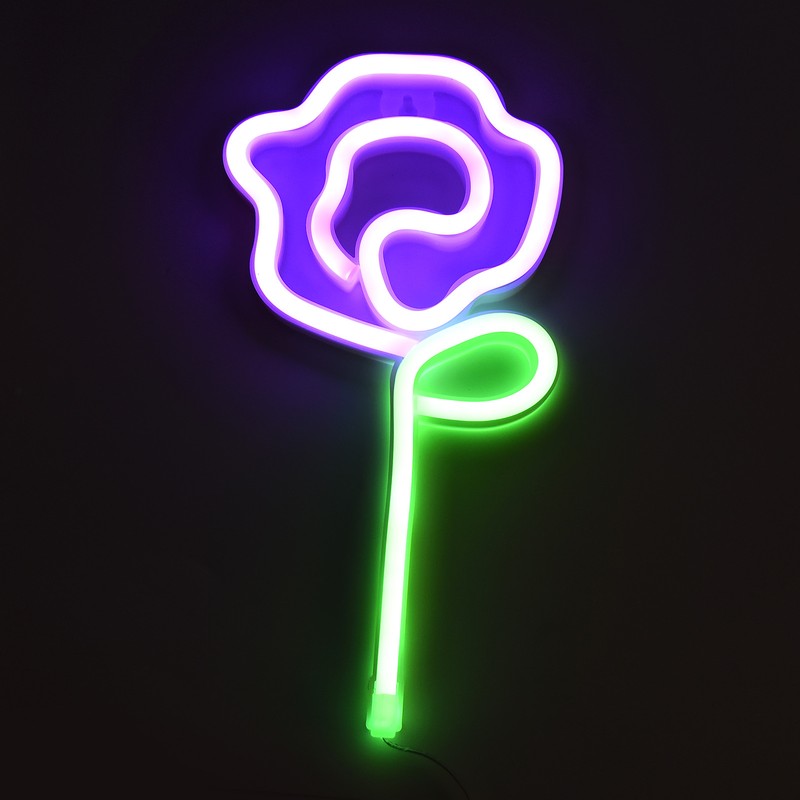 Neon Lights Rose Flower Style Valentine's Day Proposal Wedding Confession