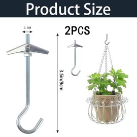 2 PCS Ceilings Hooks,Hang Plants Plasterboard Ceiling Hook,Hang Plants Wing Spring Toggle Hook, Plasterboard Wall Mounted Ceiling Hanger Heavy Duty Swag Hooks,for Cavity Walls Fixing Lights Flowerpots