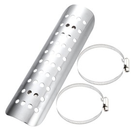 Motoforti Universal Motorcycle Exhaust Heat Shield Chrome Plated Iron Exhaust Heat Insulation Shield Muffler Guard for Harley with 90-110mm Clamps Silver Tone