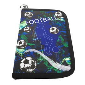 Theonoi Pencil Case Pencil Case 2 Compartments Double Decker Pencil Case Filled, Football football, pencil case