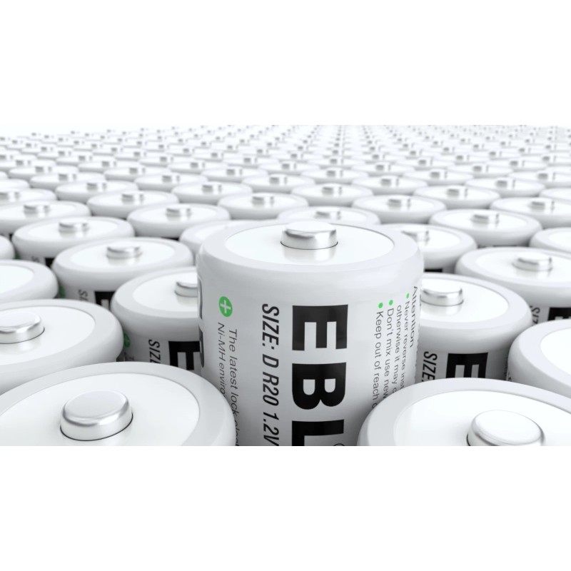 EBL D Cell Size NIMH Rechargeable Batteries 1.2V Battery +
