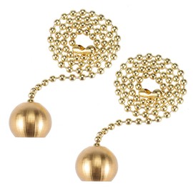 sourcing map 12 inch Brass Pull Chain Extension Ornaments Decorative Ball Pendant for Ceiling Fan Light Pack of 2