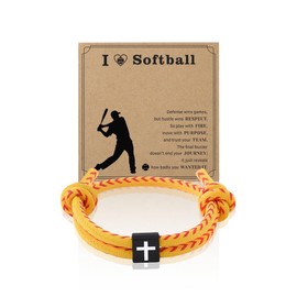 Adjustable Christian Bracelet for Women Men Softball Player Coach Christmas Birthday Gifts Bracelets Best Friend Christian Baptism Gifts for Softball Lover Rope Cross Bracelet for Women Men