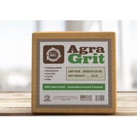 Agra Grit Walnut Shell Media 18-40 Grit - Medium, Crushed Walnut Shells for Blasting, Polishing, Deburring, Anti-Skid and Fillers, 25 lbs