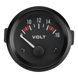 Car Universal 12V Voltmeter, 52mm Voltage Meter Gauge 8-16V BX100007 Aluminum Alloy Automotive Replacement Voltmeter Gauges for Most 12V Car