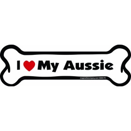Imagine This Bone Car Magnet, I Love My Aussie, 2-Inch by 7-Inch
